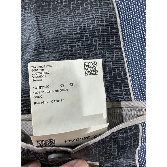 Boss Hugo Boss Mens Blazer Sport Coat Size 38 R Blue Tiny Geometric Viscose READ - Picture 7 of 13